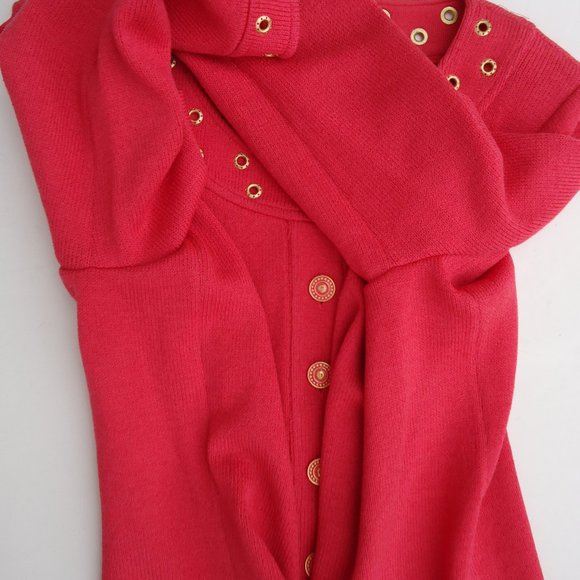 SIZE 10. ST. JOHN Collection coral crepe knit button up blazer. - Picture 6 of 16